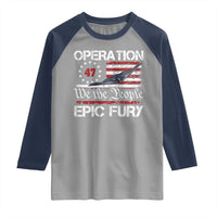 Operation Epic Fury Raglan Shirt Military Bomber Stealth Jet Vintage American Flag