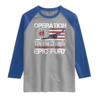 Operation Epic Fury Raglan Shirt Military Bomber Stealth Jet Vintage American Flag