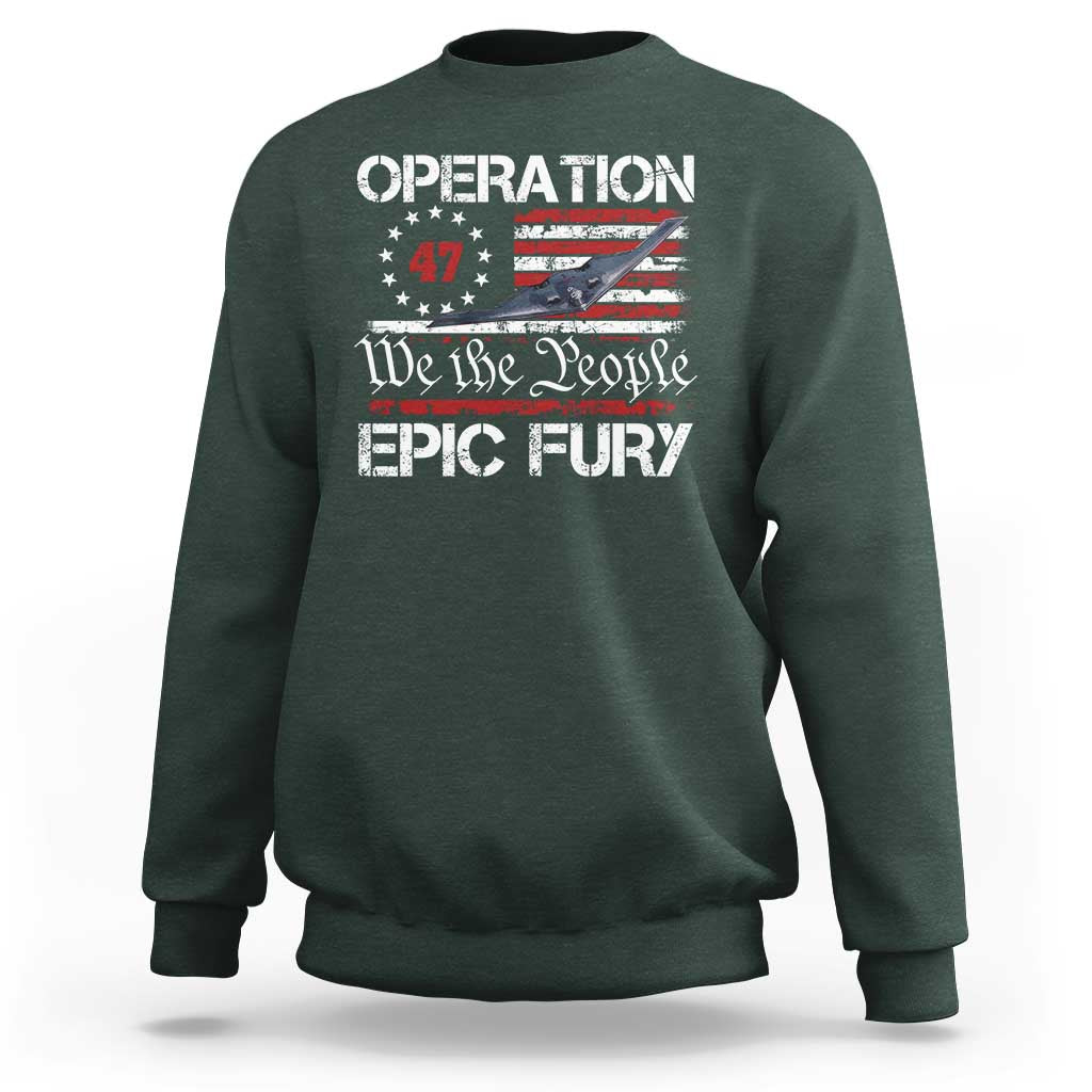 Operation Epic Fury Sweatshirt Military Bomber Stealth Jet Vintage American Flag