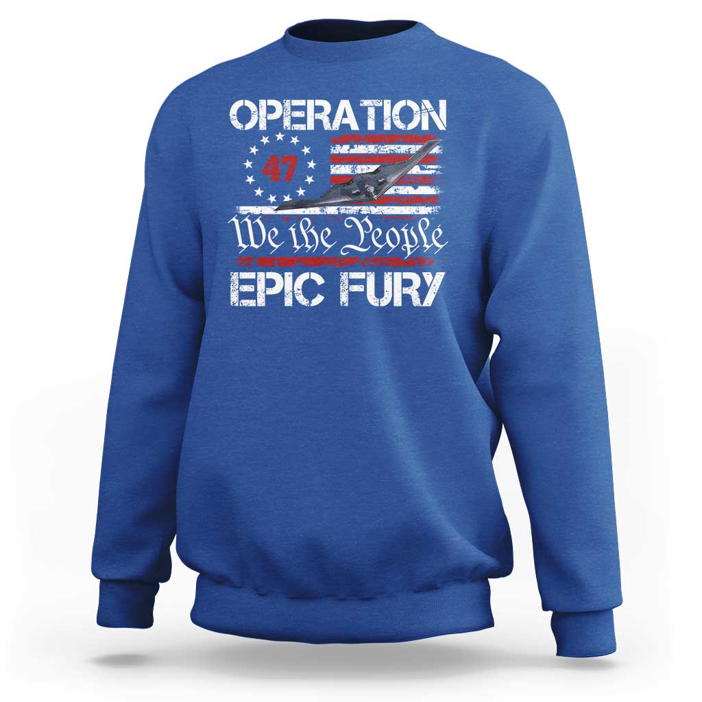 Operation Epic Fury Sweatshirt Military Bomber Stealth Jet Vintage American Flag