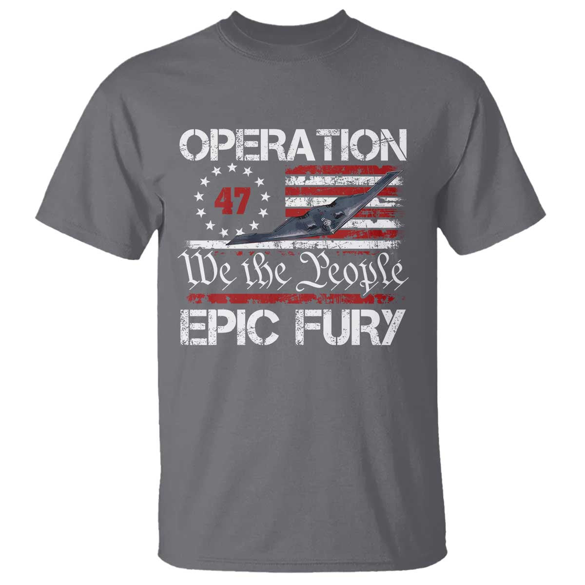 Operation Epic Fury T Shirt Military Bomber Stealth Jet Vintage American Flag