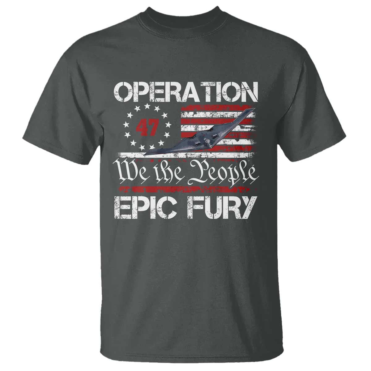 Operation Epic Fury T Shirt Military Bomber Stealth Jet Vintage American Flag