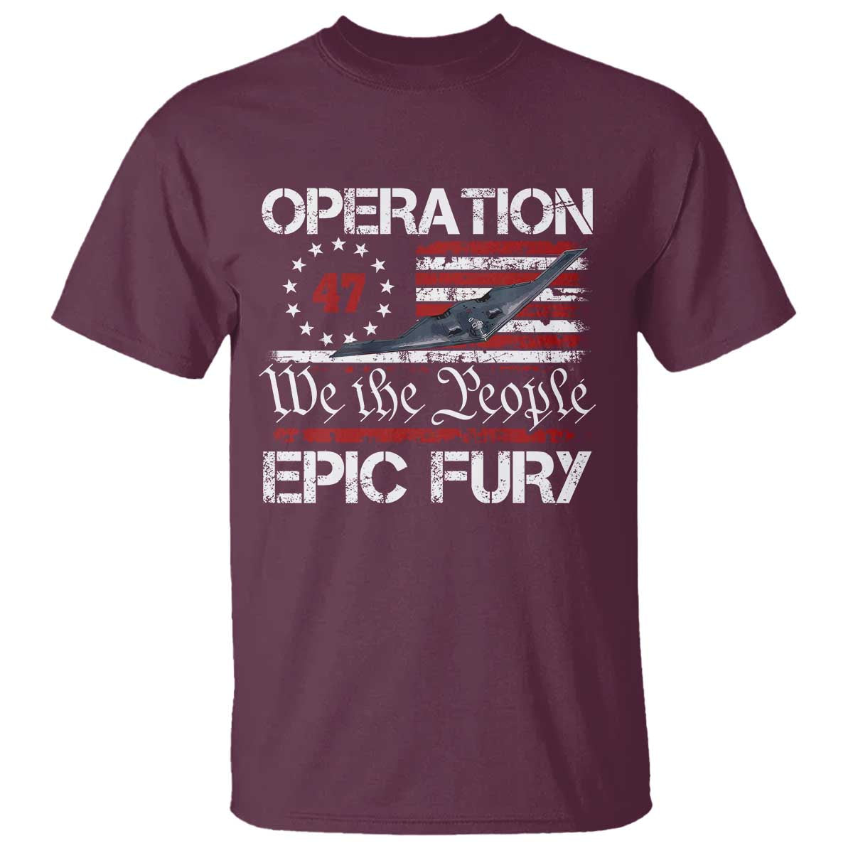Operation Epic Fury T Shirt Military Bomber Stealth Jet Vintage American Flag