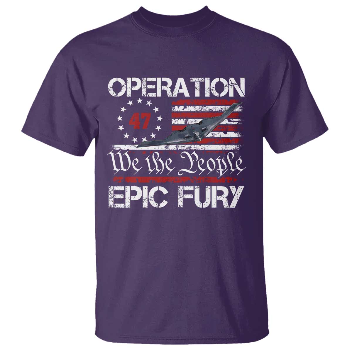 Operation Epic Fury T Shirt Military Bomber Stealth Jet Vintage American Flag