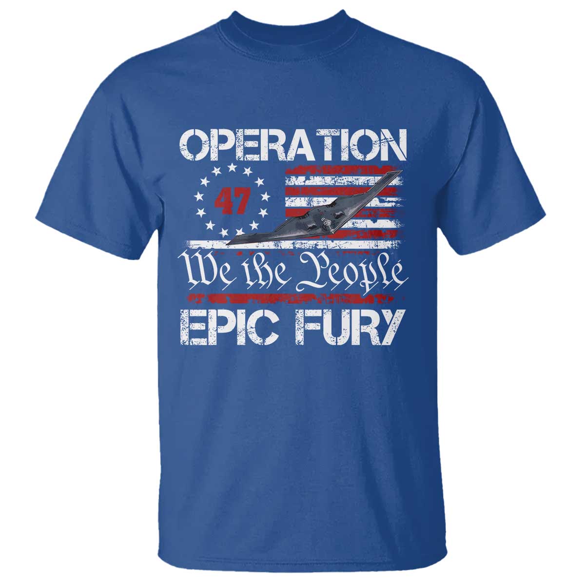 Operation Epic Fury T Shirt Military Bomber Stealth Jet Vintage American Flag