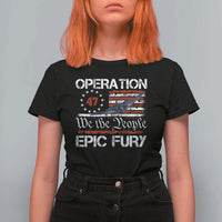 Operation Epic Fury T Shirt For Women Military Bomber Stealth Jet Vintage American Flag