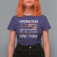 Operation Epic Fury T Shirt For Women Military Bomber Stealth Jet Vintage American Flag
