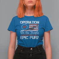 Operation Epic Fury T Shirt For Women Military Bomber Stealth Jet Vintage American Flag