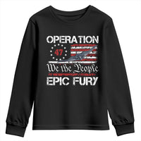 Operation Epic Fury Youth Sweatshirt Military Bomber Stealth Jet Vintage American Flag