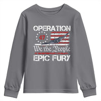 Operation Epic Fury Youth Sweatshirt Military Bomber Stealth Jet Vintage American Flag