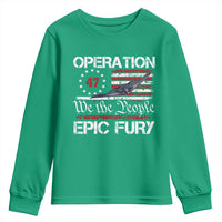 Operation Epic Fury Youth Sweatshirt Military Bomber Stealth Jet Vintage American Flag