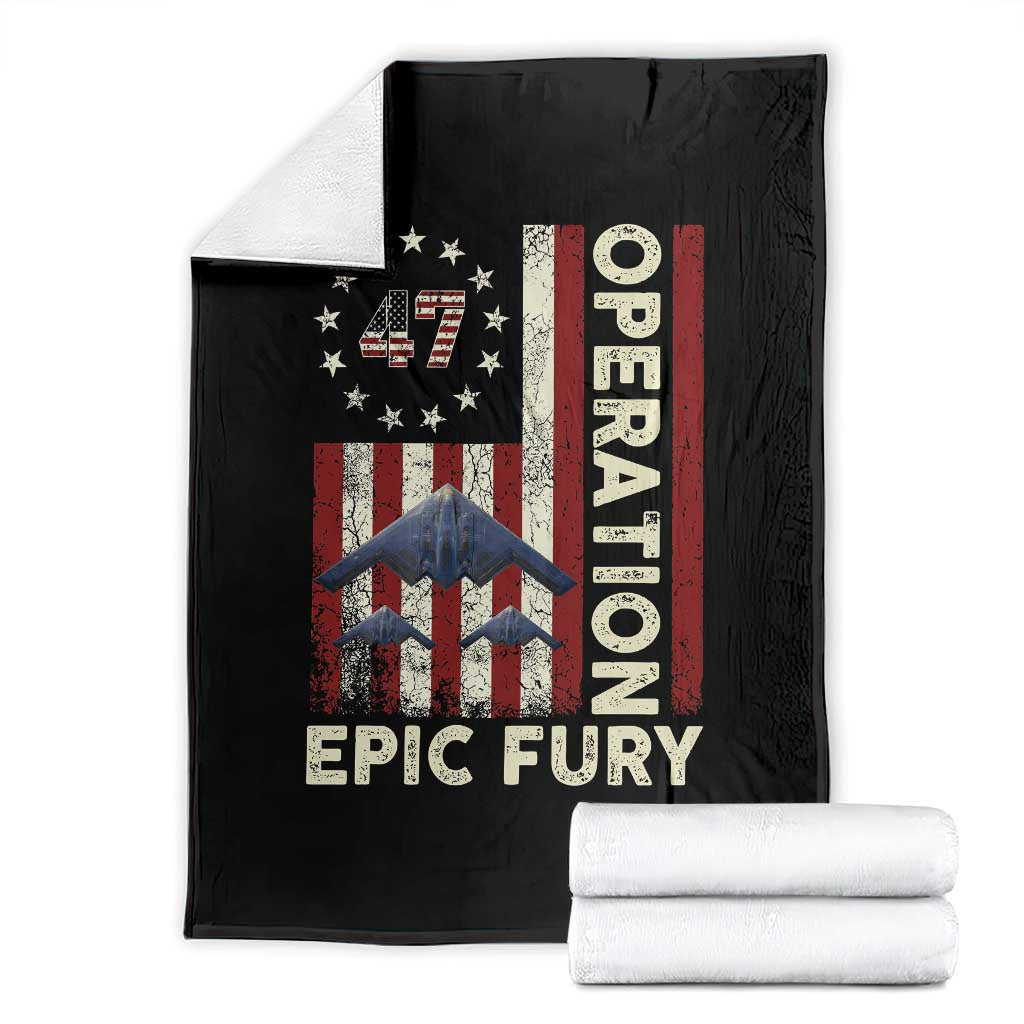 Operation Epic Fury Throw Blanket Military Tactical Warfare Stealth Jet American Flag
