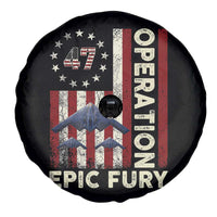 Operation Epic Fury Spare Tire Cover Military Tactical Warfare Stealth Jet American Flag