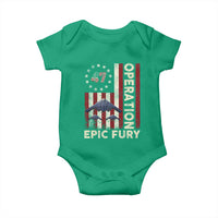 Operation Epic Fury Baby Onesie Military Tactical Warfare Stealth Jet American Flag