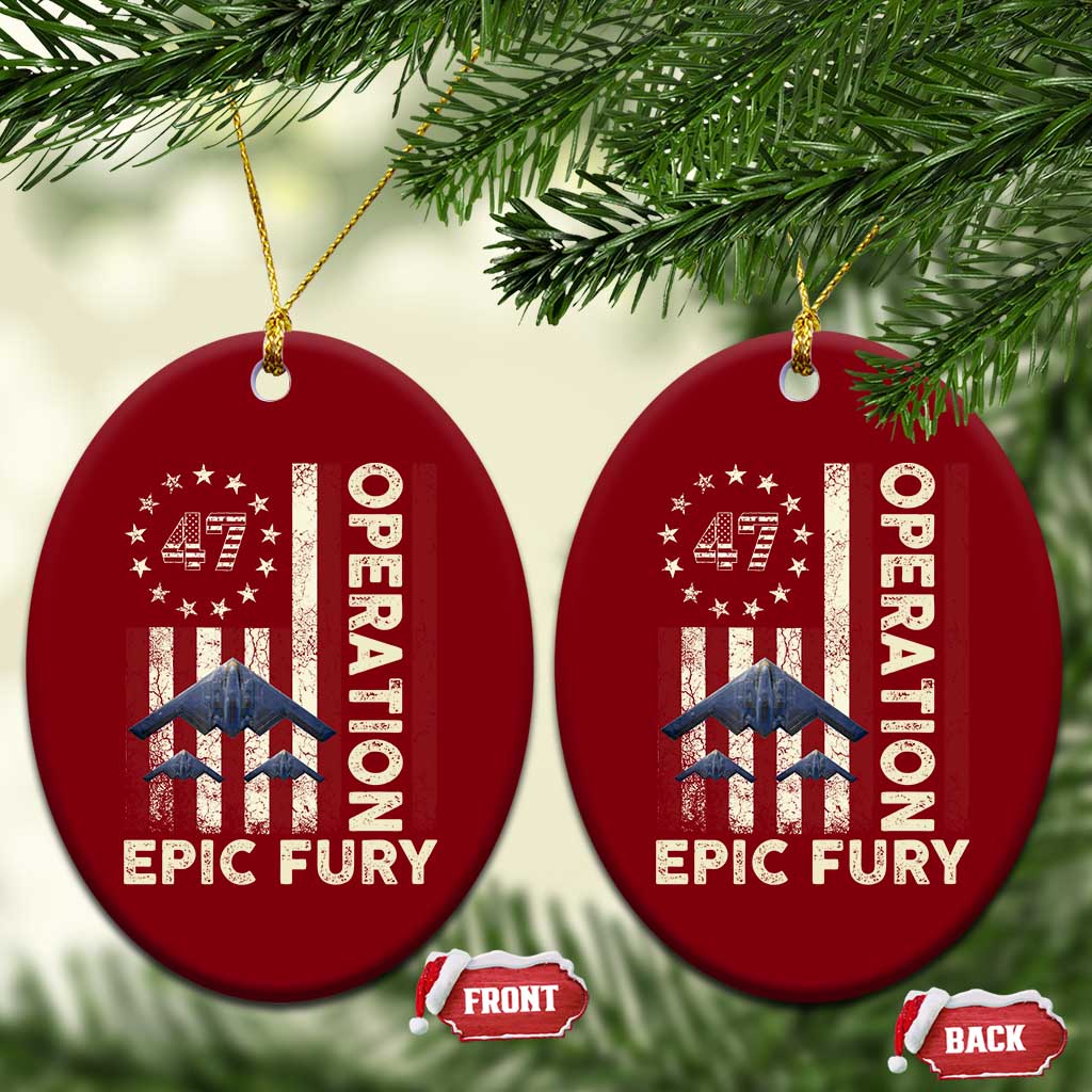 Operation Epic Fury Ceramic Ornament Military Tactical Warfare Stealth Jet American Flag