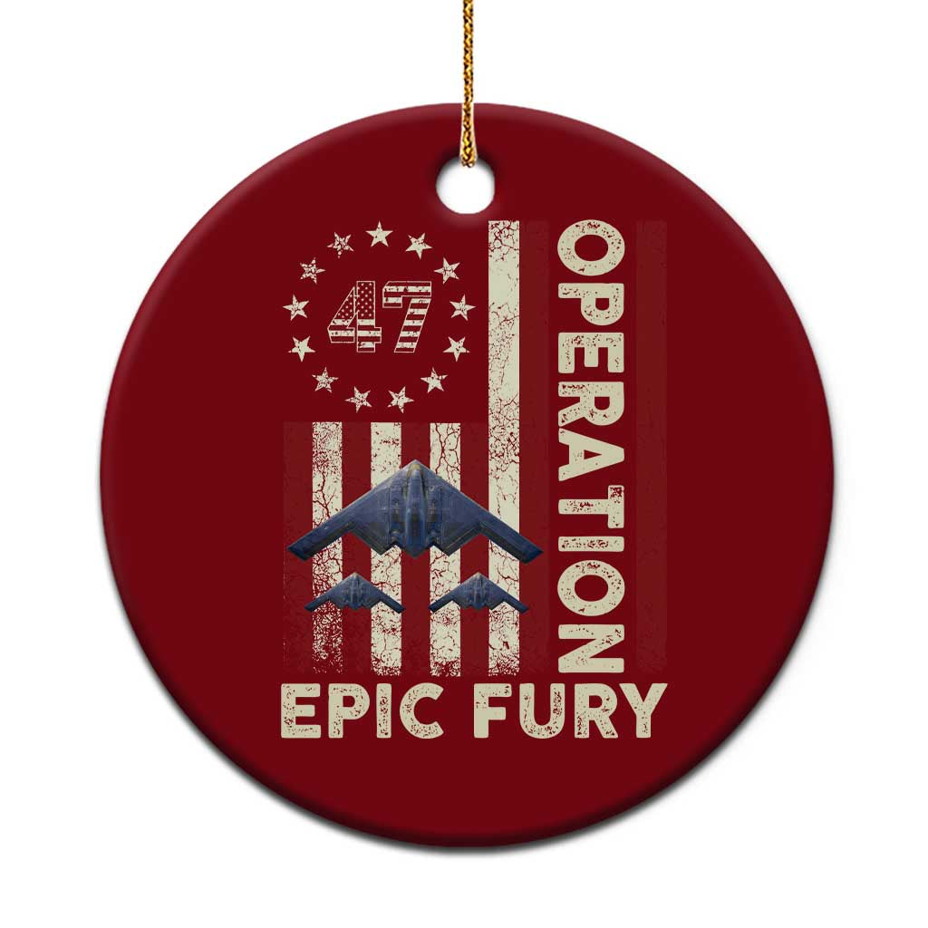 Operation Epic Fury Ceramic Ornament Military Tactical Warfare Stealth Jet American Flag