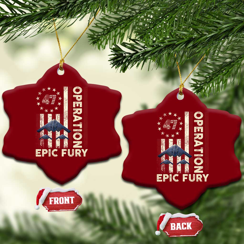 Operation Epic Fury Ceramic Ornament Military Tactical Warfare Stealth Jet American Flag