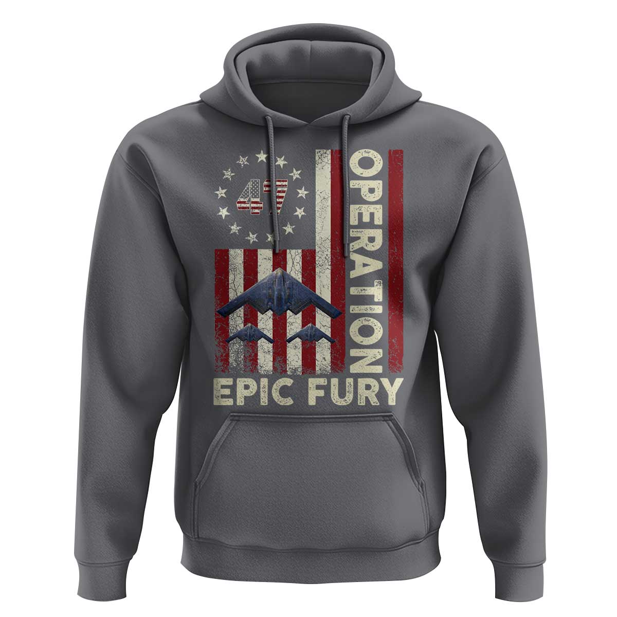 Operation Epic Fury Hoodie Military Tactical Warfare Stealth Jet American Flag