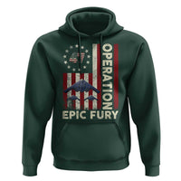Operation Epic Fury Hoodie Military Tactical Warfare Stealth Jet American Flag