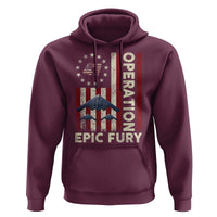 Operation Epic Fury Hoodie Military Tactical Warfare Stealth Jet American Flag