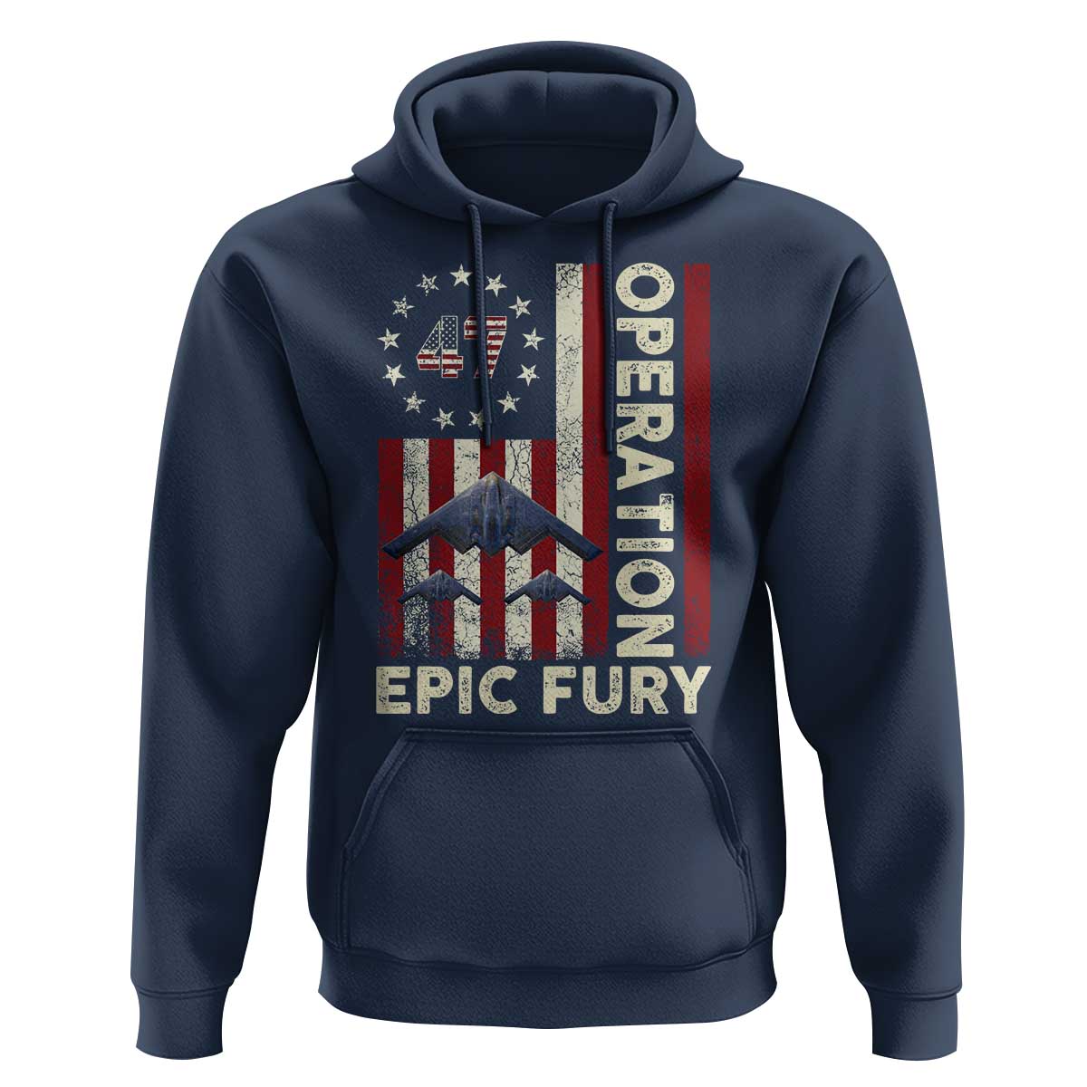 Operation Epic Fury Hoodie Military Tactical Warfare Stealth Jet American Flag