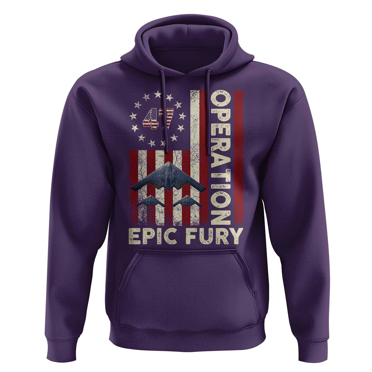 Operation Epic Fury Hoodie Military Tactical Warfare Stealth Jet American Flag