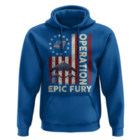 Operation Epic Fury Hoodie Military Tactical Warfare Stealth Jet American Flag