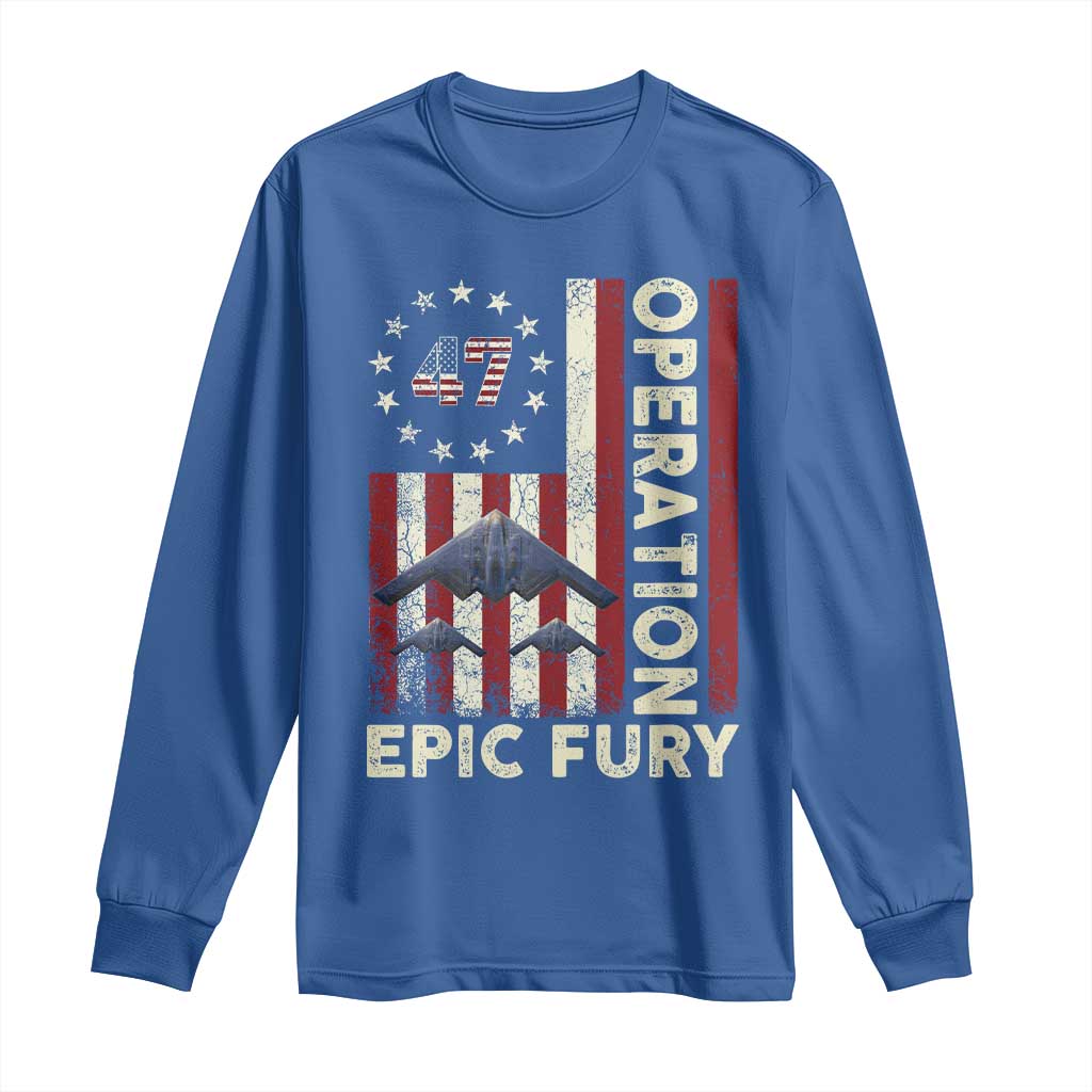Operation Epic Fury Long Sleeve Shirt Military Tactical Warfare Stealth Jet American Flag
