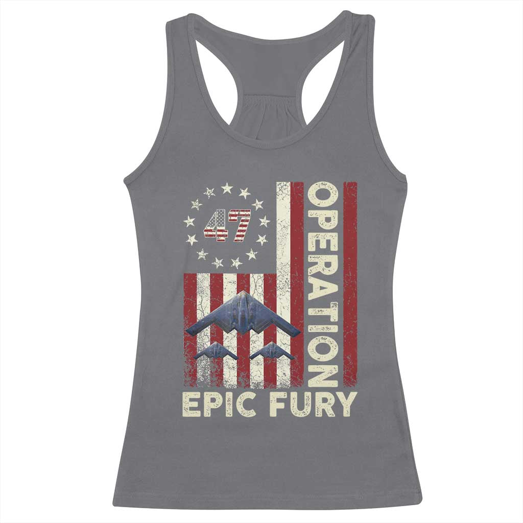 Operation Epic Fury Racerback Tank Top Military Tactical Warfare Stealth Jet American Flag