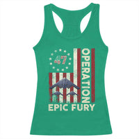 Operation Epic Fury Racerback Tank Top Military Tactical Warfare Stealth Jet American Flag