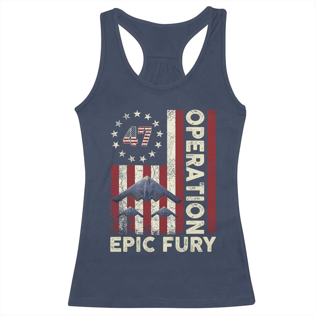 Operation Epic Fury Racerback Tank Top Military Tactical Warfare Stealth Jet American Flag