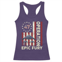 Operation Epic Fury Racerback Tank Top Military Tactical Warfare Stealth Jet American Flag