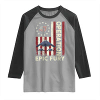 Operation Epic Fury Raglan Shirt Military Tactical Warfare Stealth Jet American Flag