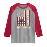 Operation Epic Fury Raglan Shirt Military Tactical Warfare Stealth Jet American Flag