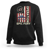 Operation Epic Fury Sweatshirt Military Tactical Warfare Stealth Jet American Flag
