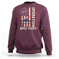 Operation Epic Fury Sweatshirt Military Tactical Warfare Stealth Jet American Flag