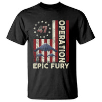 Operation Epic Fury T Shirt Military Tactical Warfare Stealth Jet American Flag