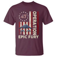 Operation Epic Fury T Shirt Military Tactical Warfare Stealth Jet American Flag
