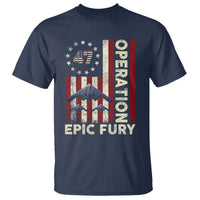 Operation Epic Fury T Shirt Military Tactical Warfare Stealth Jet American Flag