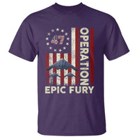 Operation Epic Fury T Shirt Military Tactical Warfare Stealth Jet American Flag