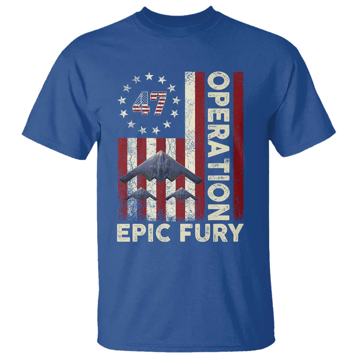 Operation Epic Fury T Shirt Military Tactical Warfare Stealth Jet American Flag