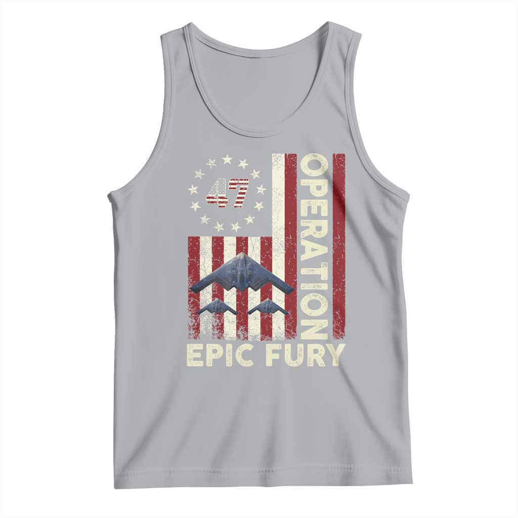 Operation Epic Fury Tank Top Military Tactical Warfare Stealth Jet American Flag
