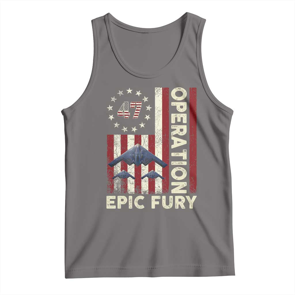 Operation Epic Fury Tank Top Military Tactical Warfare Stealth Jet American Flag