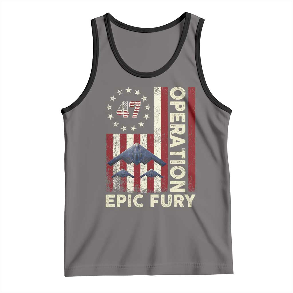 Operation Epic Fury Tank Top Military Tactical Warfare Stealth Jet American Flag