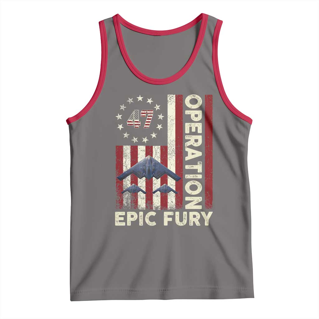 Operation Epic Fury Tank Top Military Tactical Warfare Stealth Jet American Flag