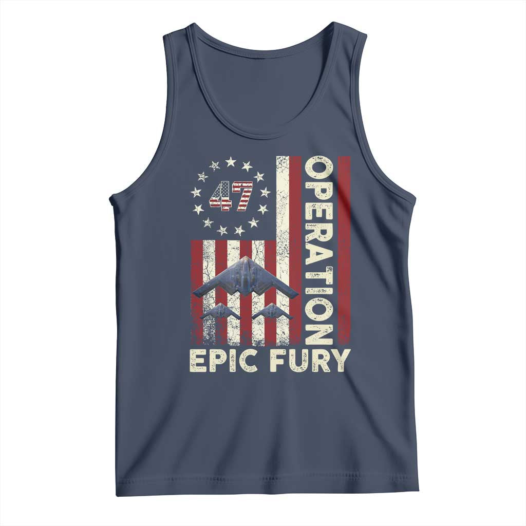 Operation Epic Fury Tank Top Military Tactical Warfare Stealth Jet American Flag
