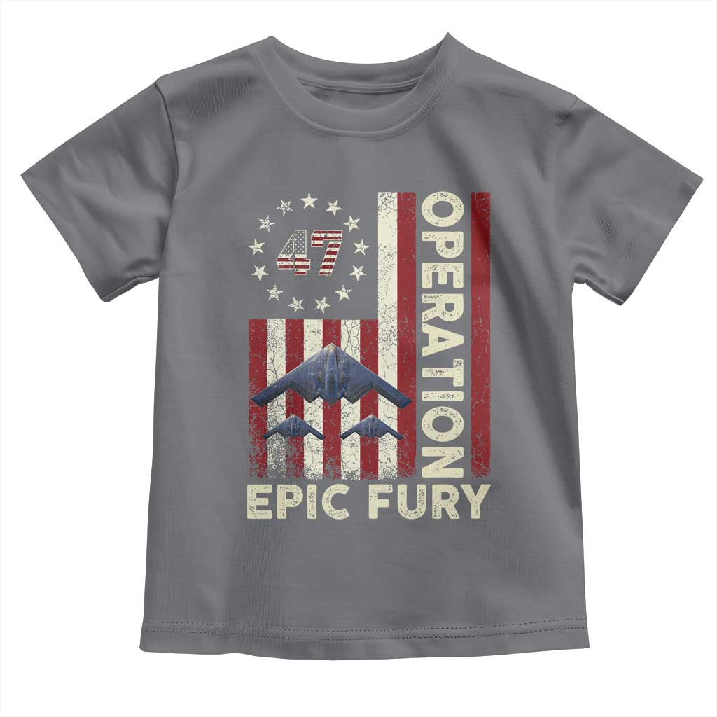 Operation Epic Fury Toddler T Shirt Military Tactical Warfare Stealth Jet American Flag
