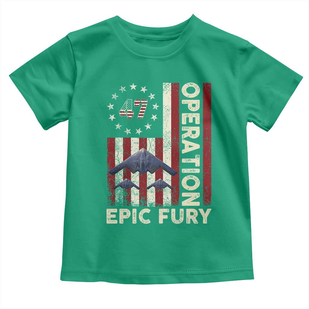 Operation Epic Fury Toddler T Shirt Military Tactical Warfare Stealth Jet American Flag