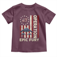 Operation Epic Fury Toddler T Shirt Military Tactical Warfare Stealth Jet American Flag