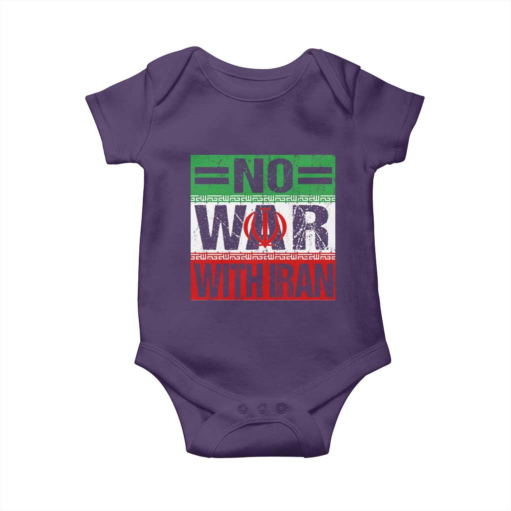 No War With Iran Baby Onesie Freedom For Iranians Vintage Iran Flag